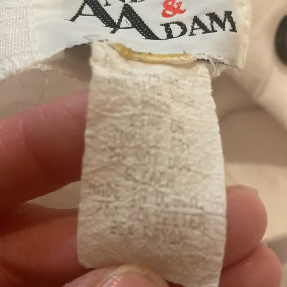 Vintage Andrea & Adam White Striped Vintage Midi Dress Square Neck Sz Lg - Picture 7 of 12